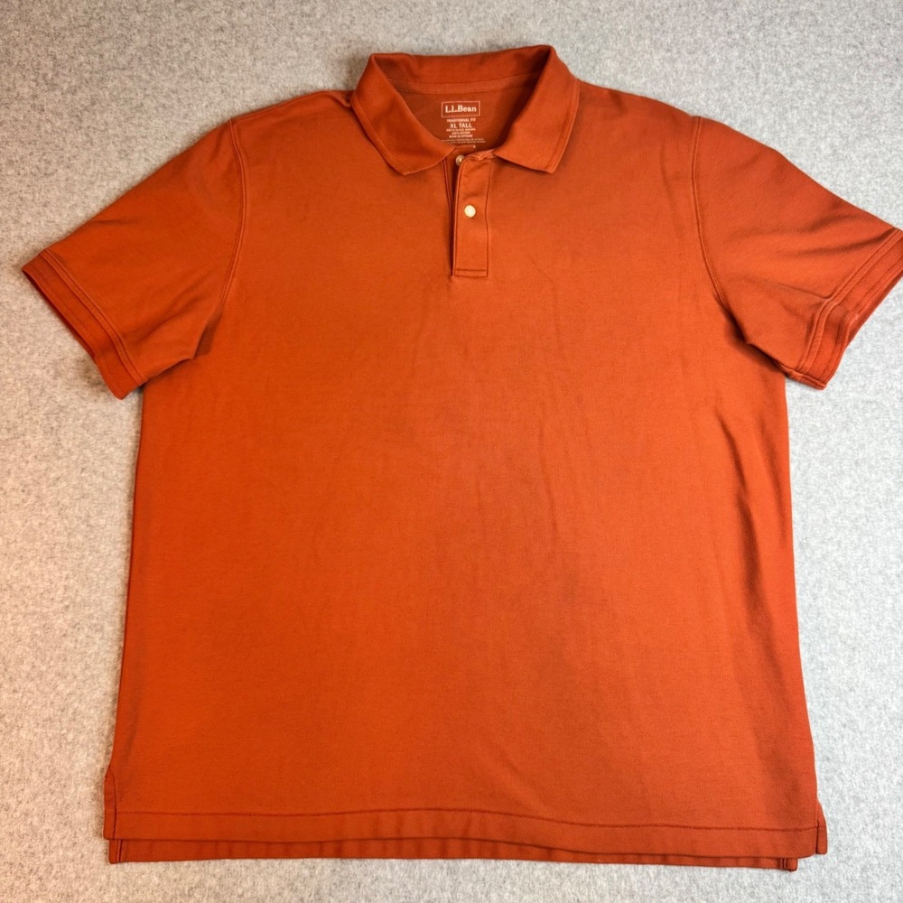 LL Bean Mens XL Tall Polo Shirt Burnt Orange Cotton Traditional Fit 300455 - Picture 3 of 5